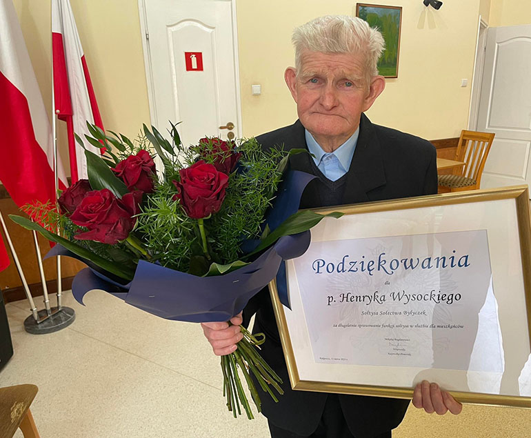 Sołtys Henryk Wysocki 56 lat podziękowanie