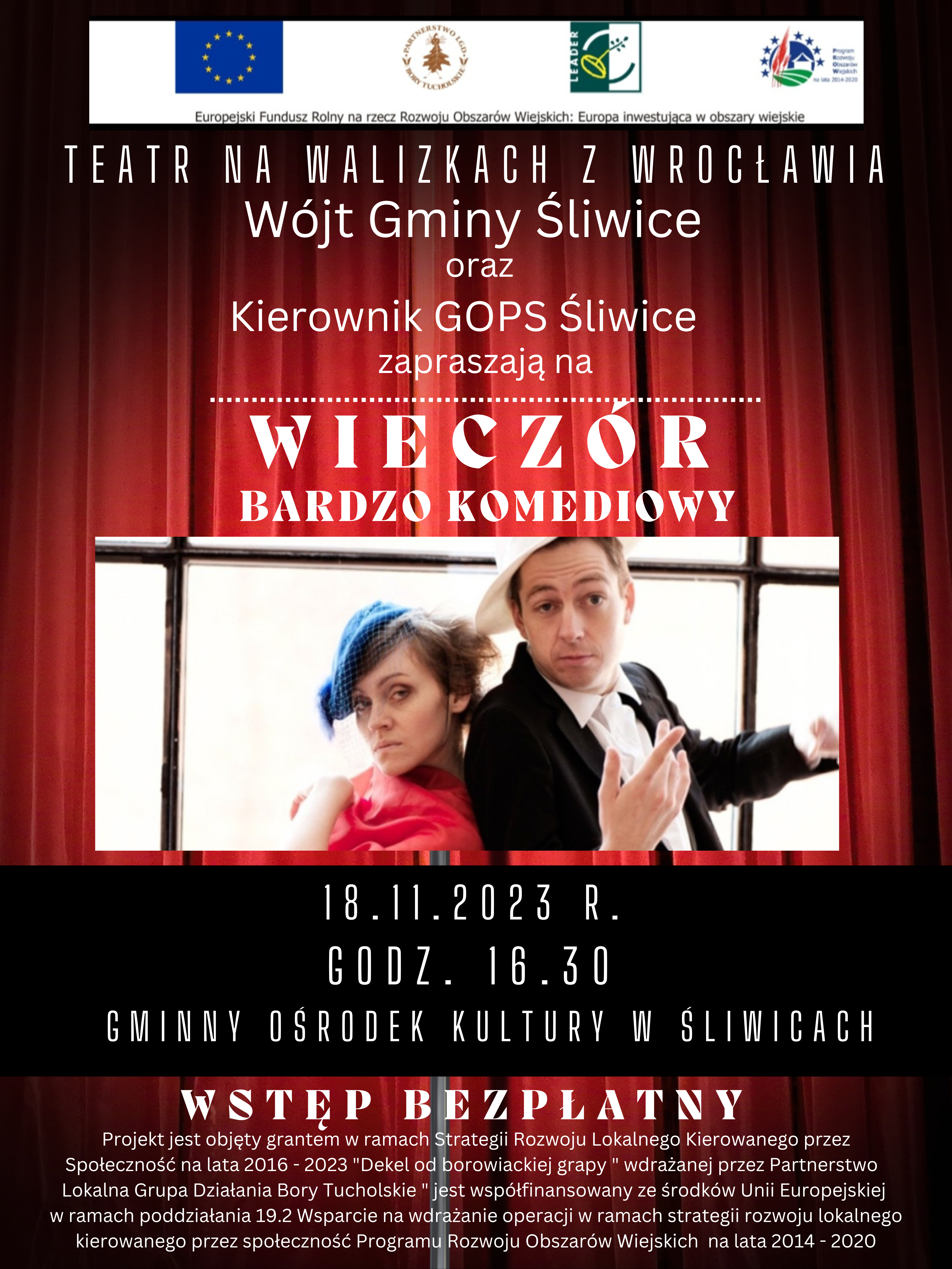 plakat wiecz&oacute;r bardzo komediowy