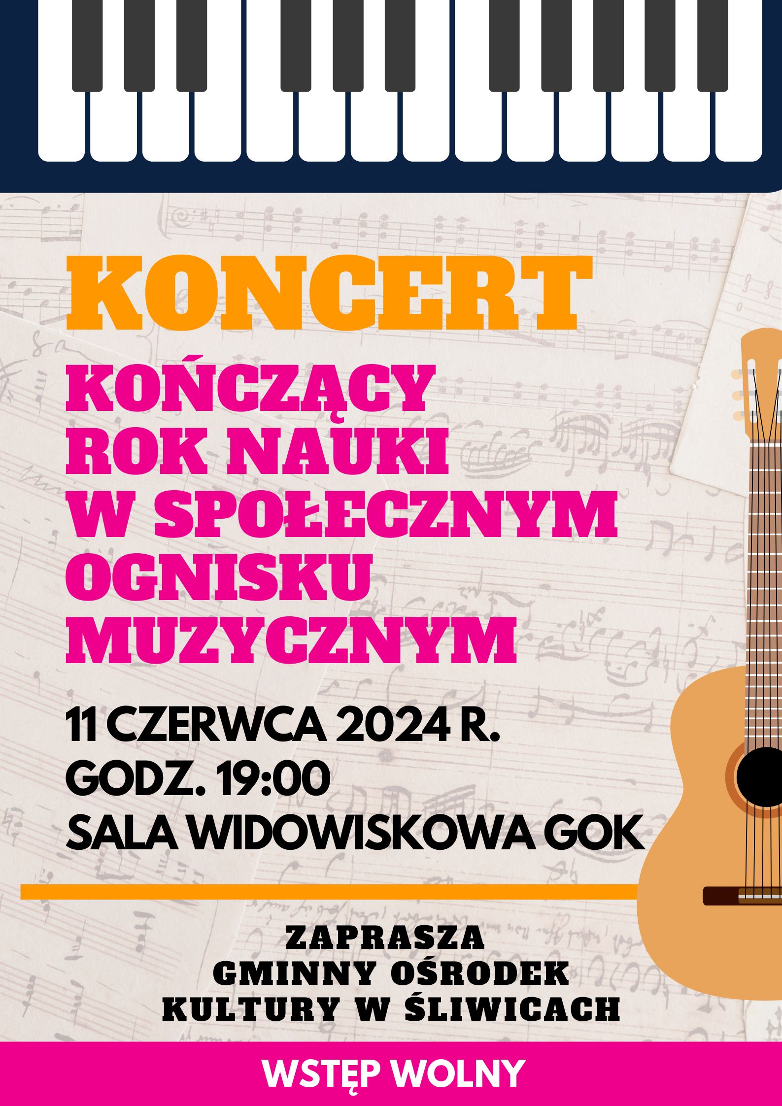 plakat koncert kończący rok nauki w ognisku muzycznym