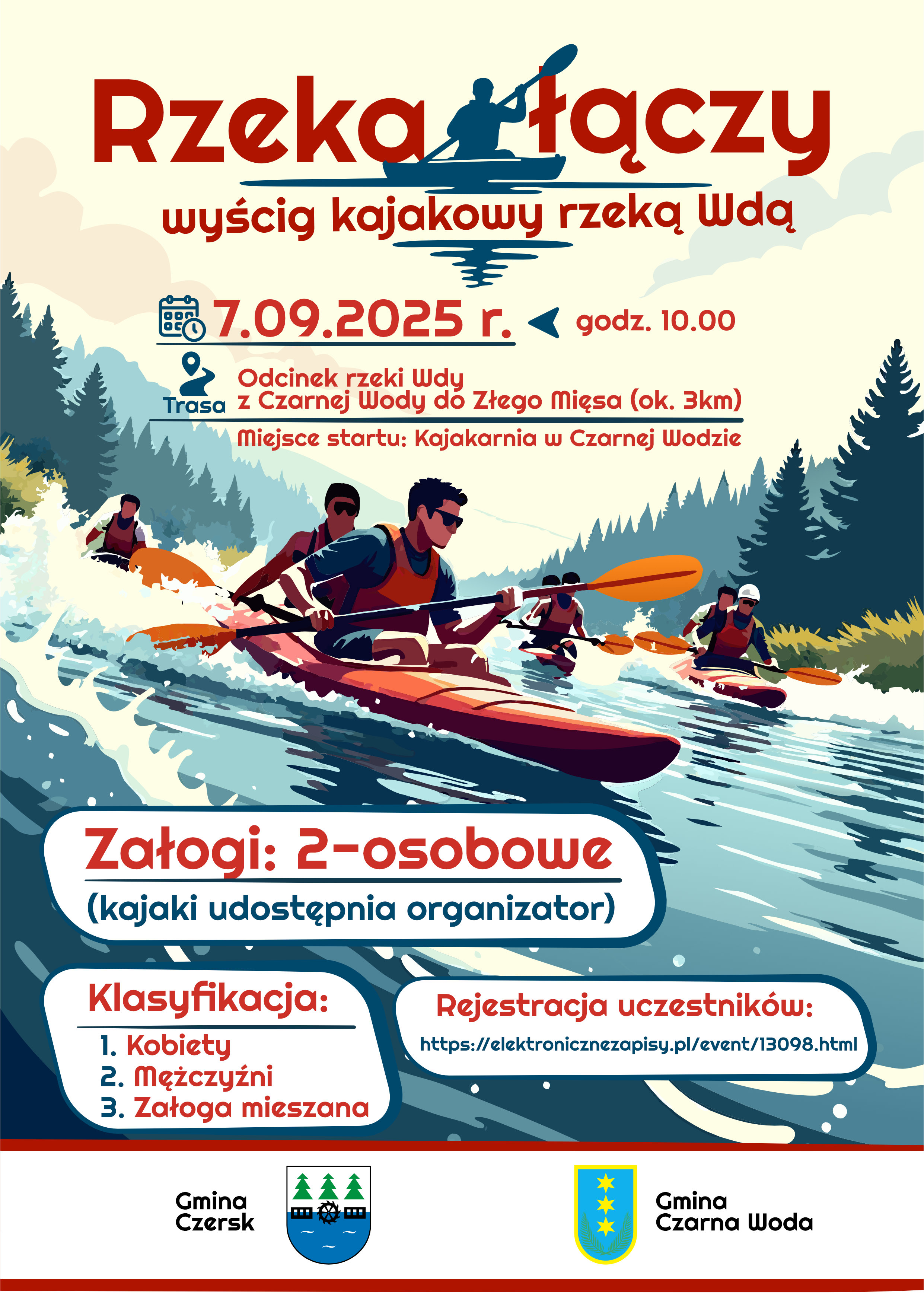wyścig kajakowy rzeką wdą