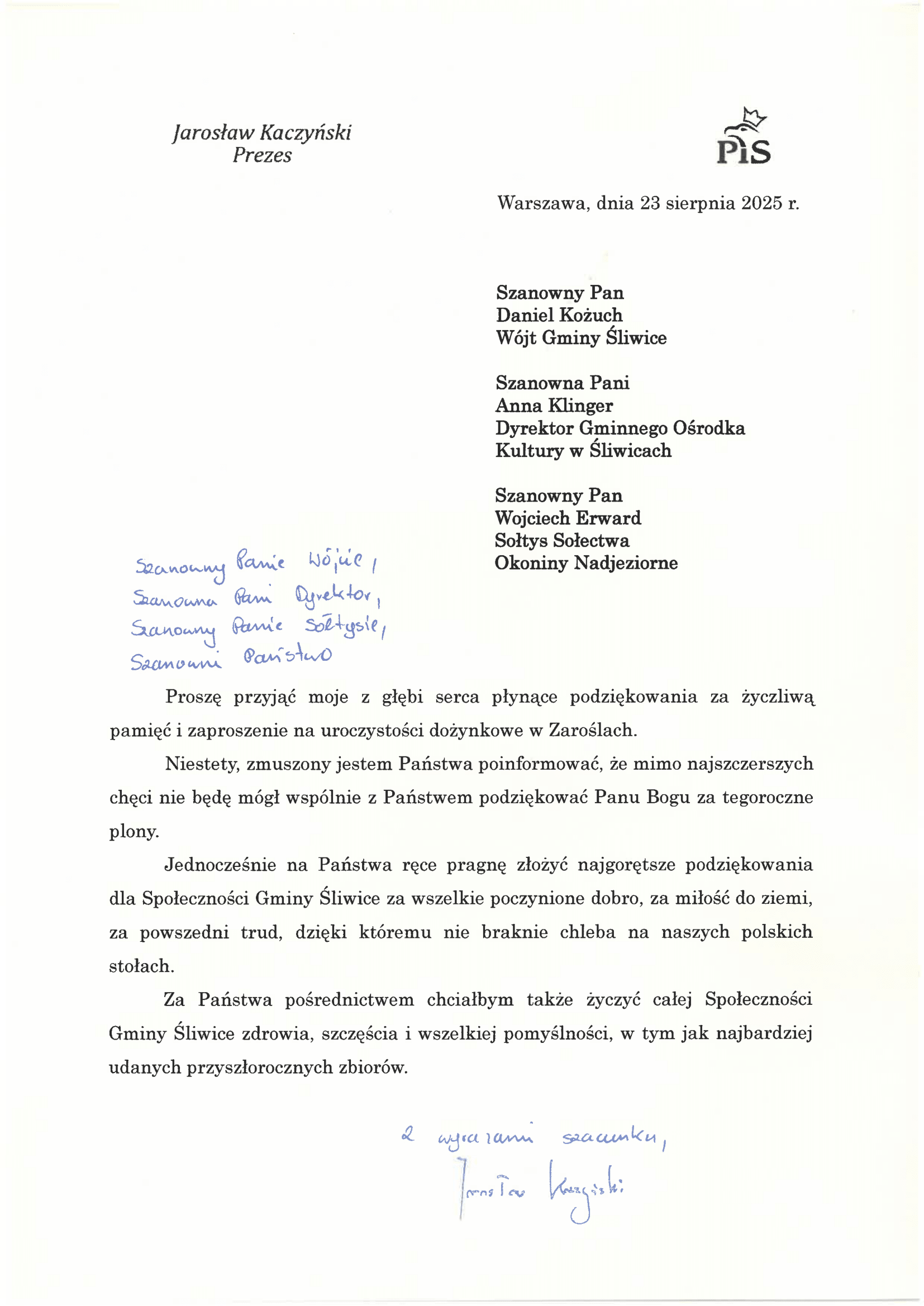 list od kaczyńskiego