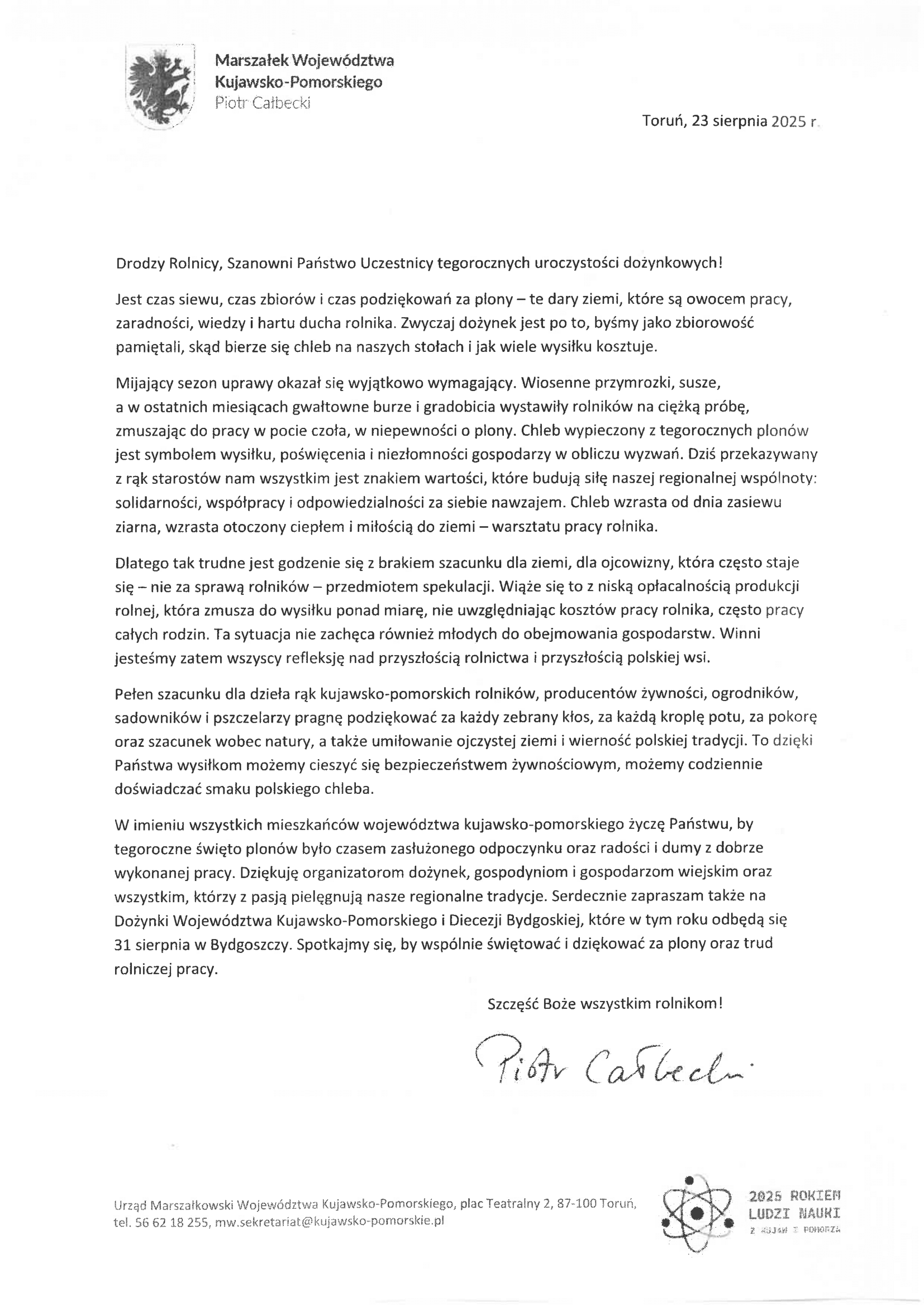 list od całbeckiego