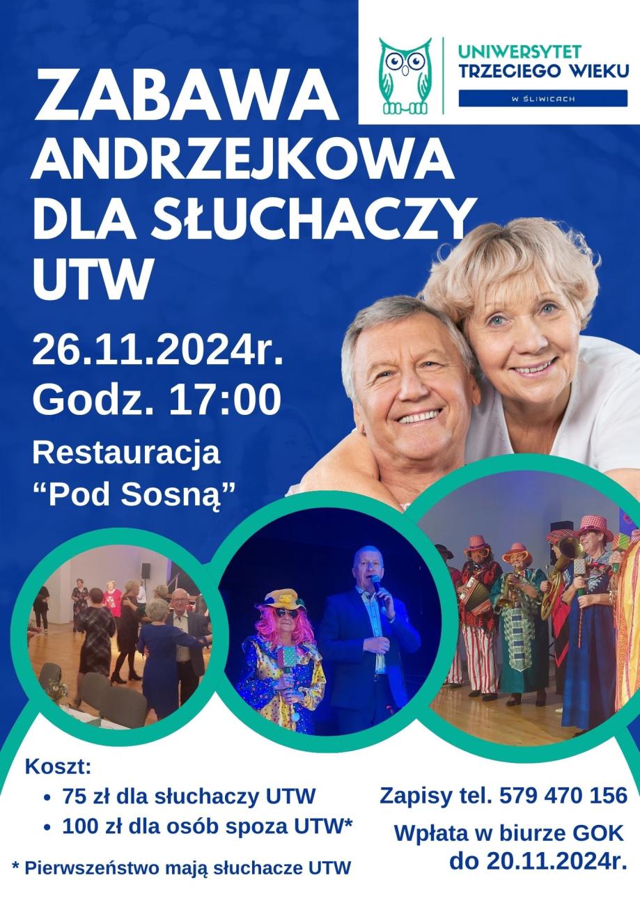 Plakat Zabawy andrzejkowej dla seniorów