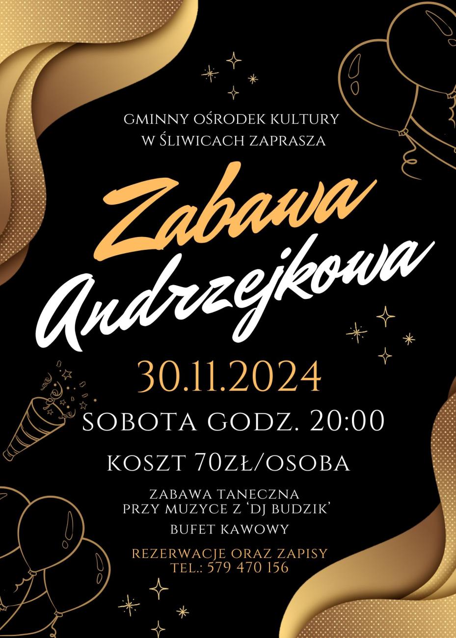 plakat zabawy andrzejkowej w gok 2024