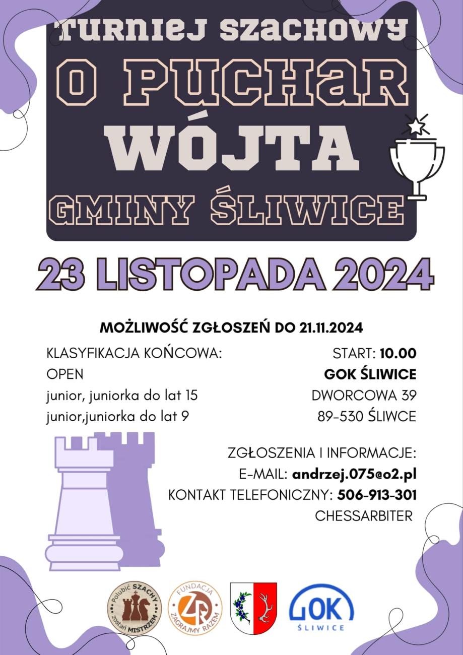 plakat turnieju szachowego o puchar wójta 2024