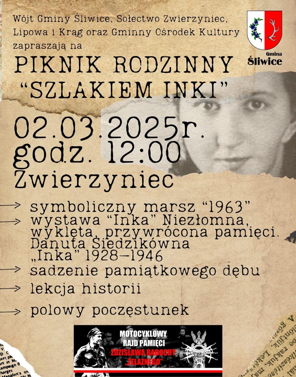 plakat piknik rodzinny szlakiem inki