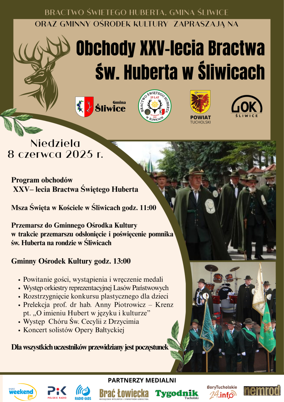 Obchody XXV Bractwa św. Huberta plakat pionowy