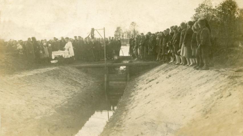 Otwarcie tamy i kanału w w Główce w 1929 r.