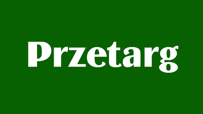 bialy napis przetarg na zielonym tle