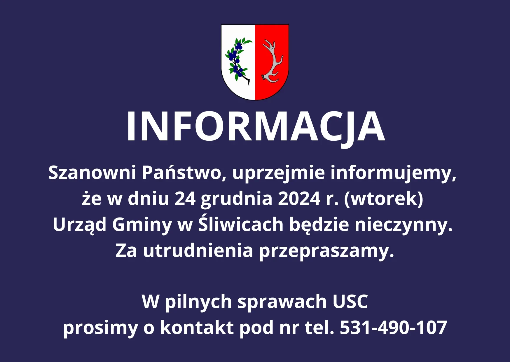 grafika z napisem, urząd będzie nieczynny