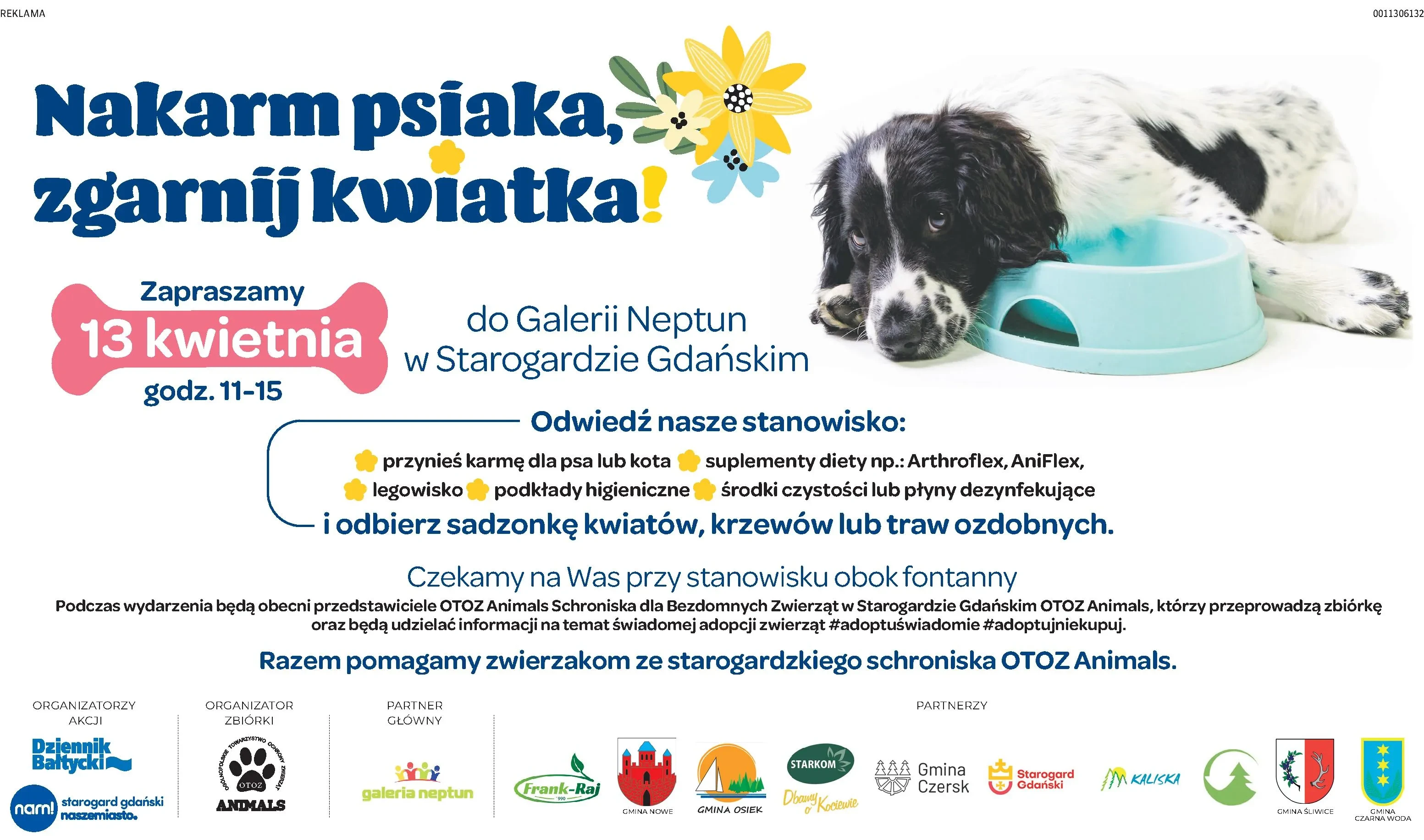 plakat nakarm psiaka zgarnij kwiatka